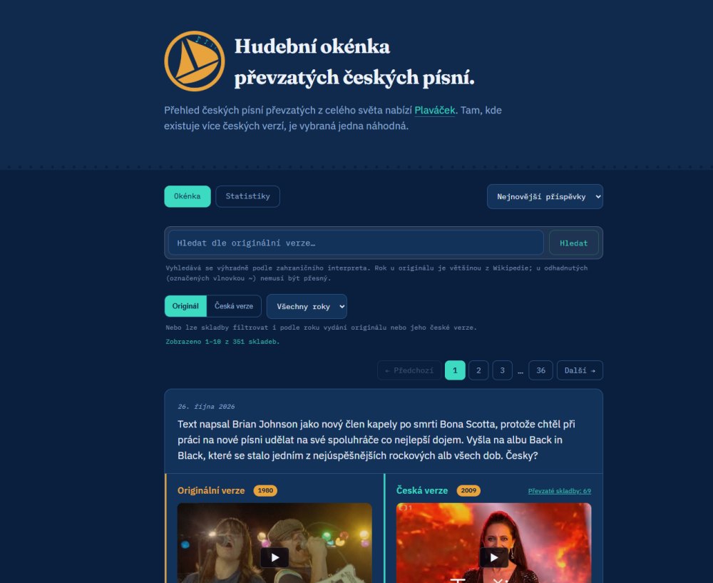 Náhled webu hudebních okének