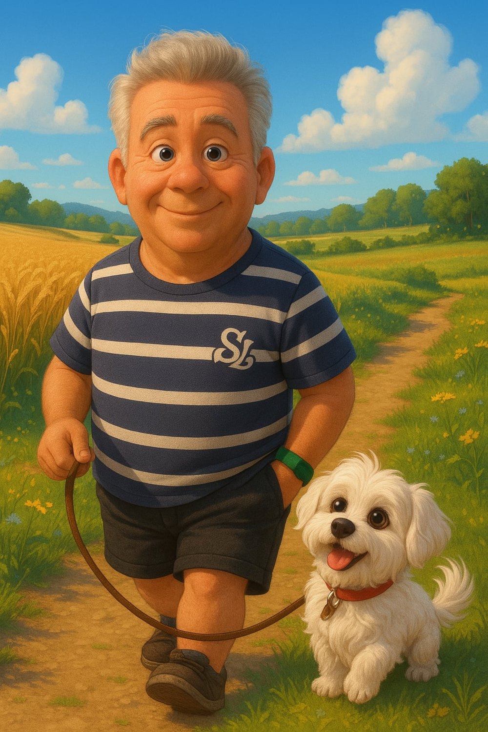 Na procházce se svým pejskem. Ilustrace